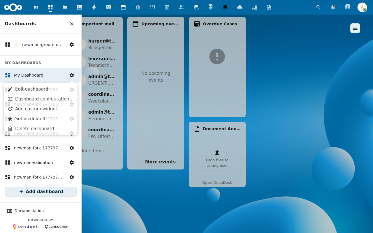 Edit dashboard menu entry