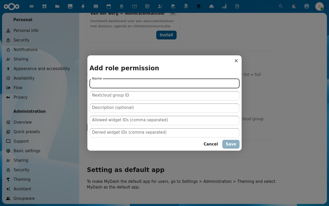 Create role modal