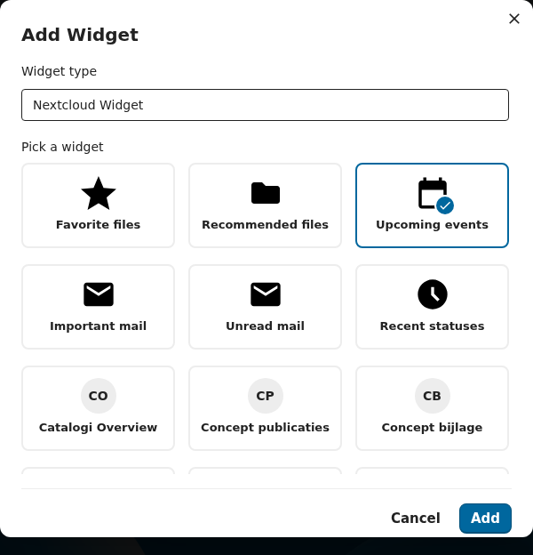 Add Widget — Nextcloud Widget