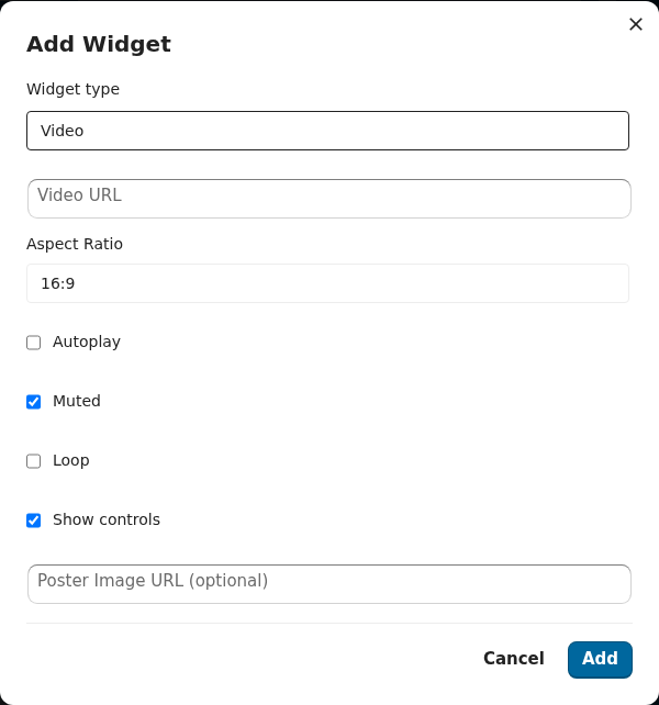 Add Widget — Video